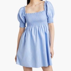 Hill House Athena Light Blue Glitter Check Dress NWT
